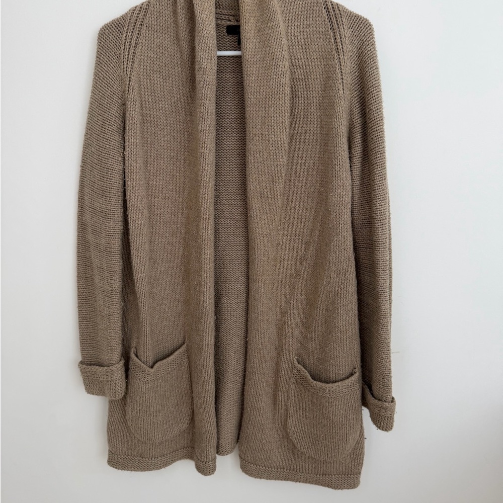J. Crew Taupe Knit Open-Front Cardigan